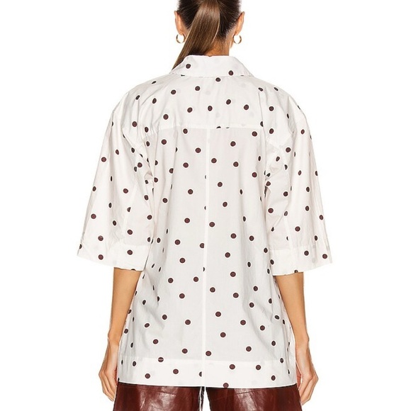 GANNI Polka-Dot Poplin Wrap Shirt L/XL - Picture 5 of 14